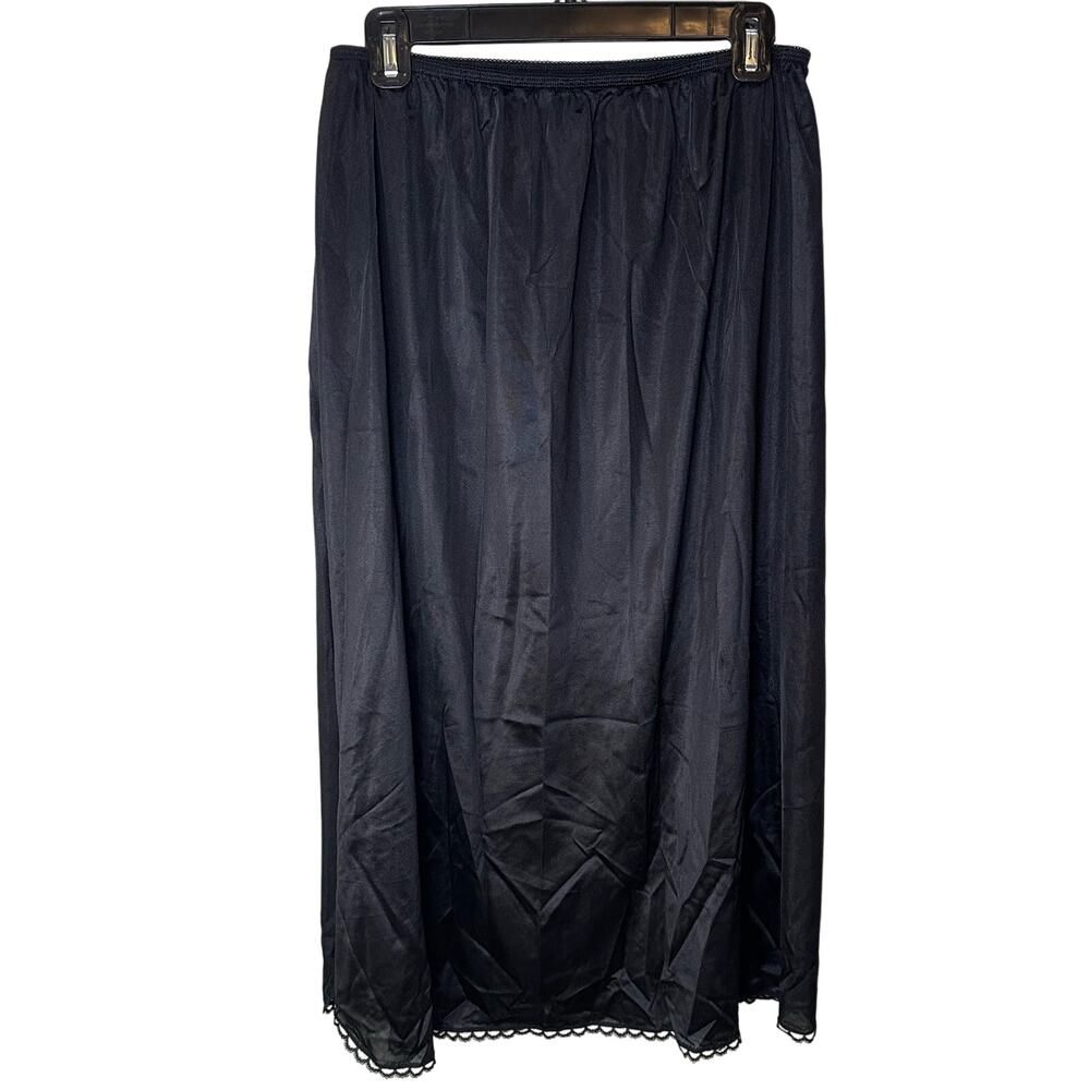 Wondermaid Black Long Lace Slip Skirt Made in USA Size XL